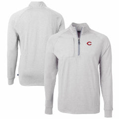 Cincinnati Reds Cutter & Buck Adapt Eco Knit Stretch Recycled Quarter-Zip Pullover Top - Heather Gray - MLB Lifestyle