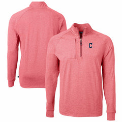 Cleveland Guardians Cutter & Buck Adapt Eco Knit Stretch Recycled Quarter-Zip Pullover Top - Heather Red - MLB Lifestyle