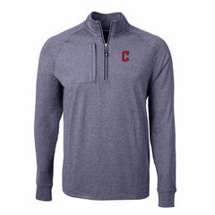 Cleveland Guardians Cutter & Buck Adapt Eco Knit Stretch Recycled Quarter-Zip Pullover Top - Heather Navy - MLB Discount