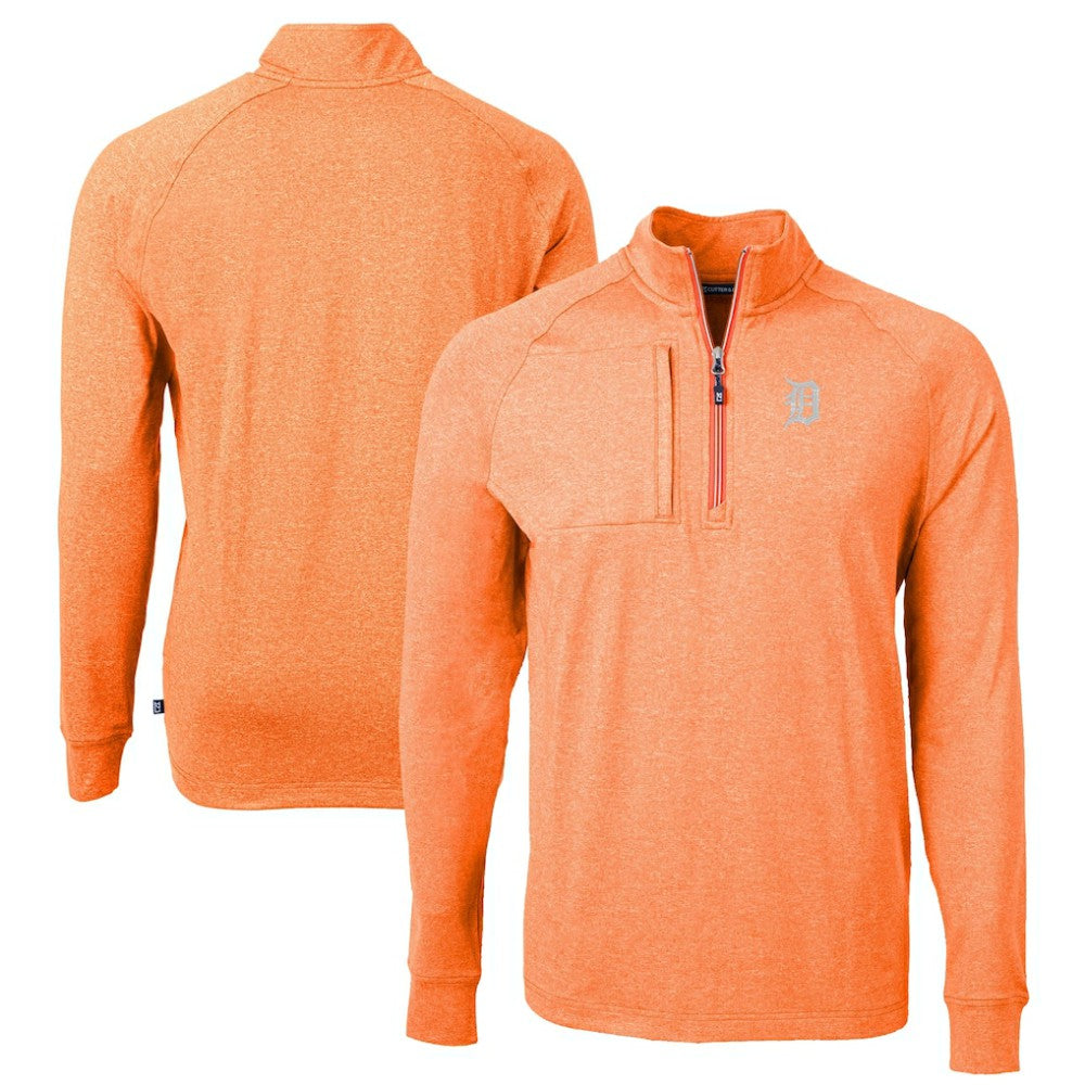 Detroit Tigers Cutter & Buck Adapt Eco Knit Stretch Recycled Quarter-Zip Pullover Top - Heather Orange - MLB Online