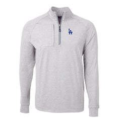 Los Angeles Dodgers Cutter & Buck Adapt Eco Knit Stretch Recycled Quarter-Zip Pullover Top - Heather Gray - MLB Discount