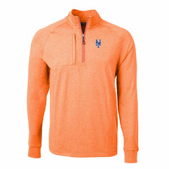 New York Mets Cutter & Buck Adapt Eco Knit Stretch Recycled Quarter-Zip Pullover Top - Heather Orange - MLB Online