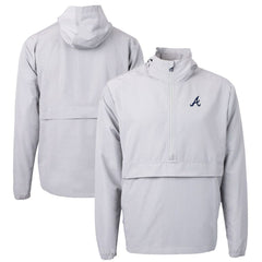 Atlanta Braves Cutter & Buck Charter Eco Recycled Half-Zip Anorak Jacket - Gray - MLB Lifestyle