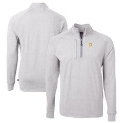 Pittsburgh Pirates Cutter & Buck Adapt Eco Knit Stretch Recycled Quarter-Zip Pullover Top - Heather Gray - MLB Sale