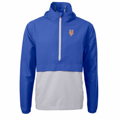 New York Mets Cutter & Buck Charter Eco Recycled Half-Zip Anorak Jacket - Royal/Gray - MLB Discount
