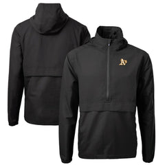 Athletics Cutter & Buck Charter Eco Recycled Half-Zip Anorak Jacket - Black - MLB Online