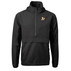 Athletics Cutter & Buck Charter Eco Recycled Half-Zip Anorak Jacket - Black - MLB Online
