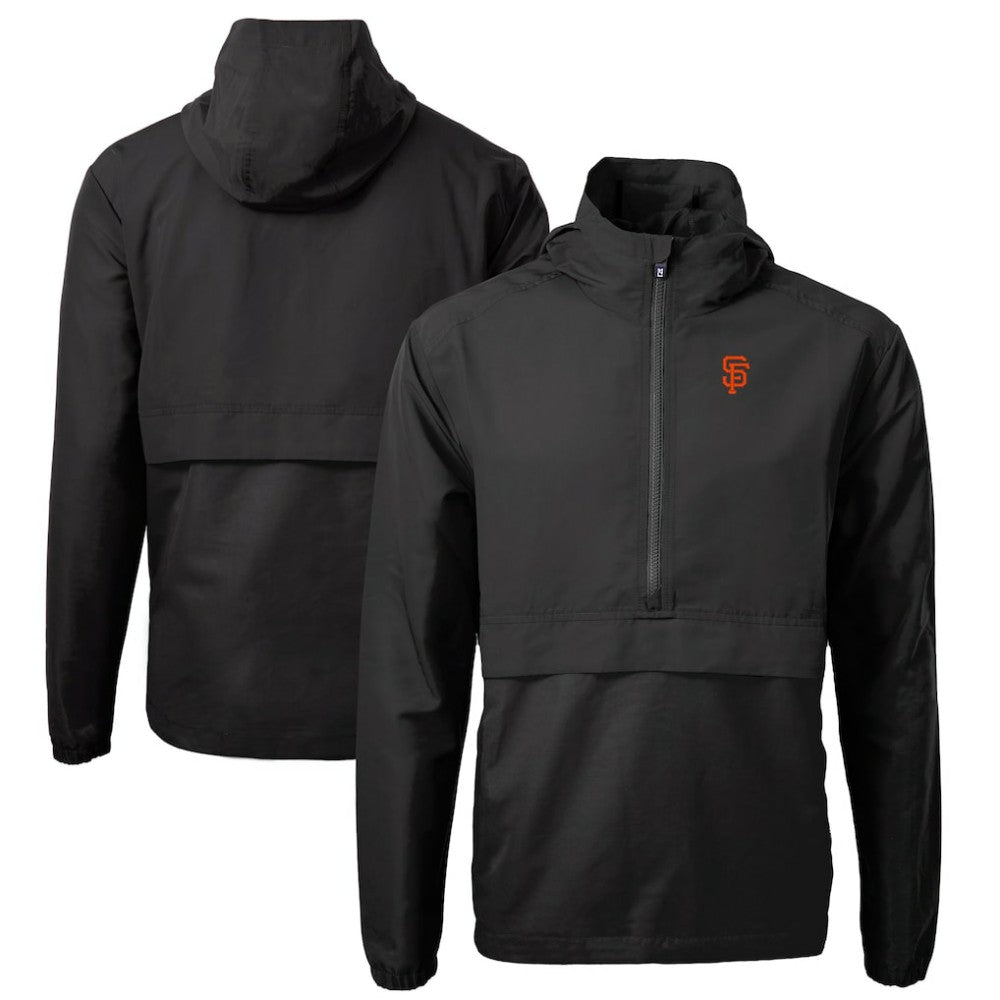San Francisco Giants Cutter & Buck Charter Eco Recycled Half-Zip Anorak Jacket - Black - MLB on Sale