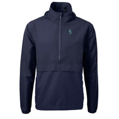 Seattle Mariners Cutter & Buck Charter Eco Recycled Half-Zip Anorak Jacket - Navy - MLB Discount
