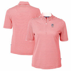 Detroit Tigers Cutter & Buck Women's Virtue Eco Pique Stripe Recycled Quarter-Zip Pullover Top - Red - MLB Online
