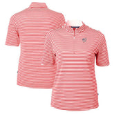 Washington Nationals Cutter & Buck Women's Virtue Eco Pique Stripe Recycled Quarter-Zip Pullover Top - Red - MLB on Sale