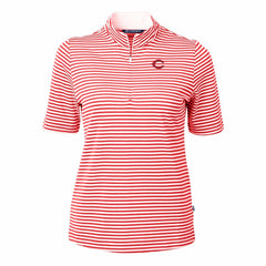 Cincinnati Reds Cutter & Buck Women's Virtue Eco Pique Stripe Top - Red - MLB Online