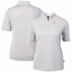 Pittsburgh Pirates Cutter & Buck Women's Virtue Eco Pique Stripe Top - Gray - MLB Sale