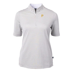 Pittsburgh Pirates Cutter & Buck Women's Virtue Eco Pique Stripe Top - Gray - MLB Sale