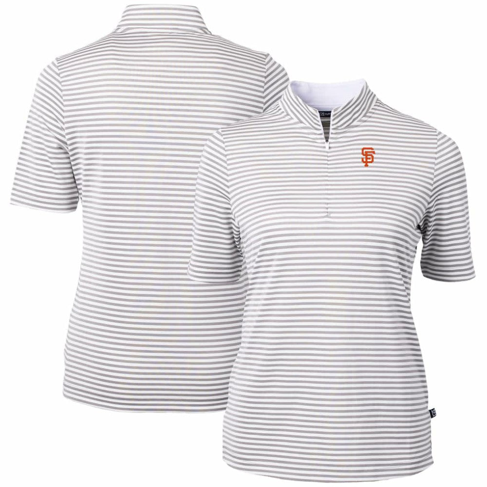 San Francisco Giants Cutter & Buck Women's Virtue Eco Pique Stripe Top - Gray - MLB Online