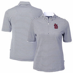 St. Louis Cardinals Cutter & Buck Women's Virtue Eco Pique Stripe Top - Navy - MLB Sale