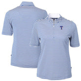 Texas Rangers Cutter & Buck Women's Virtue Eco Pique Stripe Top - Blue - MLB on Sale
