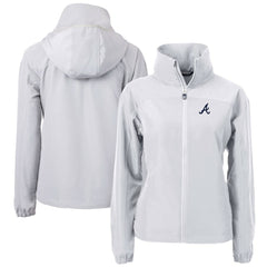 Atlanta Braves Cutter & Buck Women's Charter Eco Recycled Full-Zip Jacket - Gray - MLB Sale