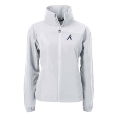 Atlanta Braves Cutter & Buck Women's Charter Eco Recycled Full-Zip Jacket - Gray - MLB Sale