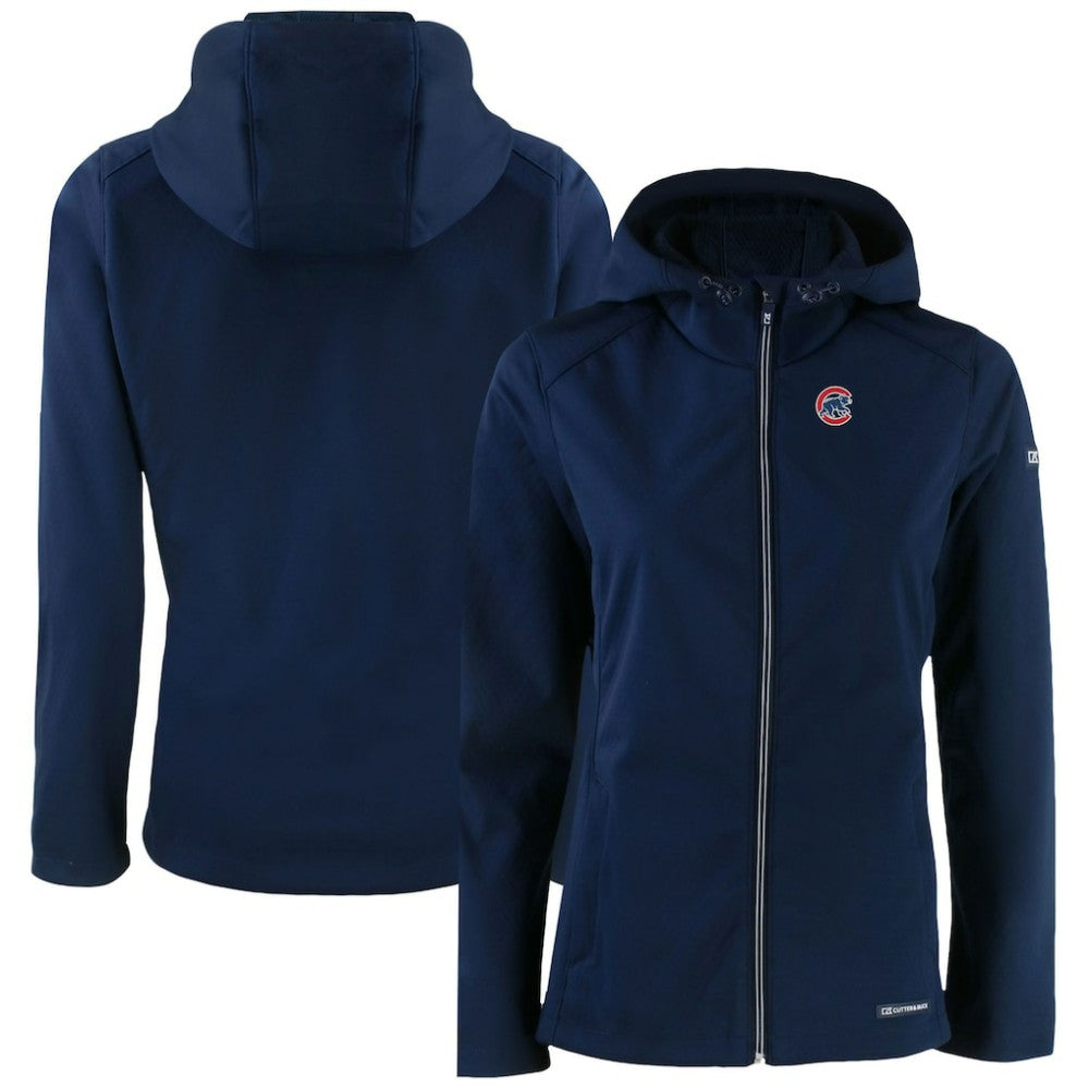 Chicago Cubs Cutter & Buck Women's Evoke Eco Softshell Recycled Full-Zip Jacket - Navy - MLB Sale