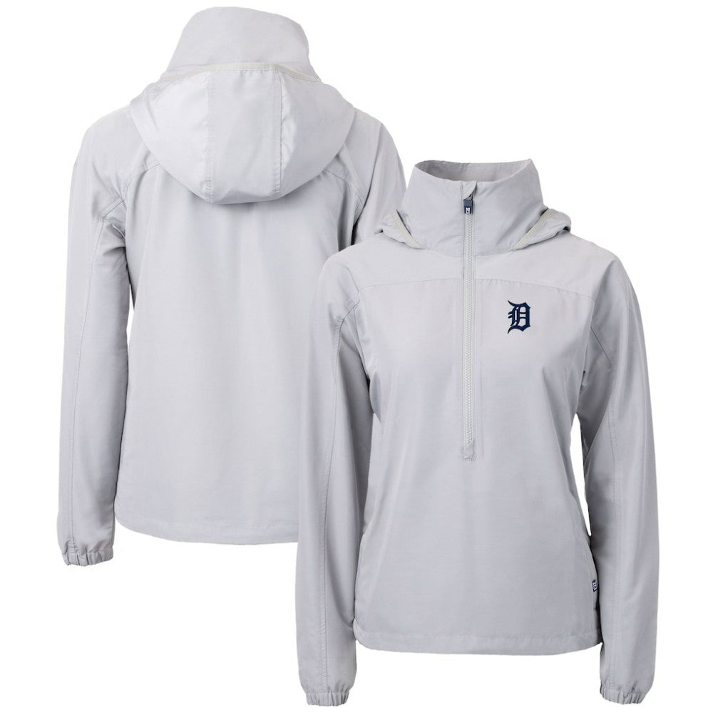 Detroit Tigers Cutter & Buck Women's Charter Eco Recycled Half-Zip Anorak Jacket - Gray - MLB Sale