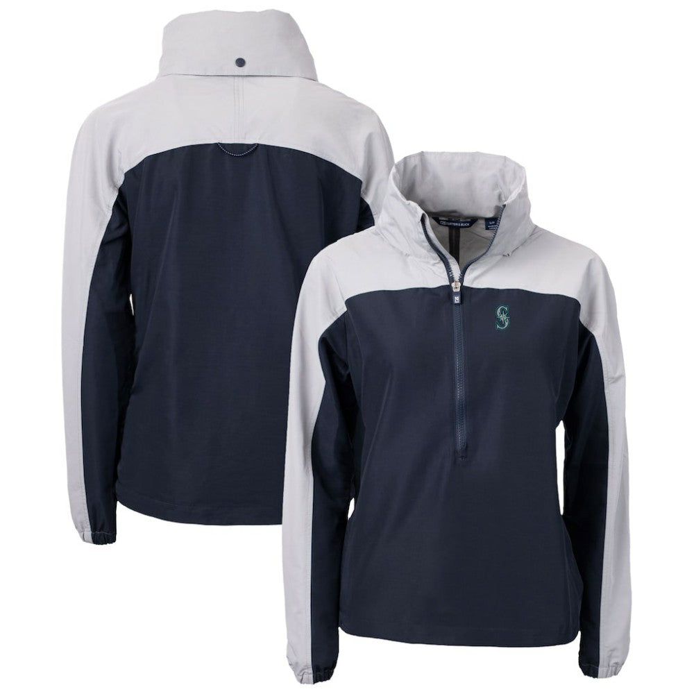 Seattle Mariners Cutter & Buck Women's Charter Eco Recycled Half-Zip Anorak Jacket - Navy - MLB Sale