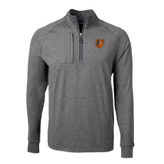 Baltimore Orioles Cutter & Buck Big & Tall Adapt Eco Knit Stretch Recycled Quarter-Zip Pullover Top - Heather Black - MLB Lifestyle