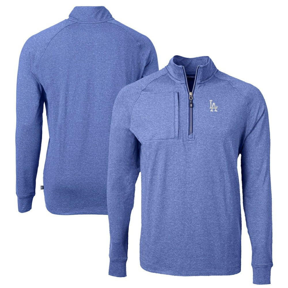 Los Angeles Dodgers Cutter & Buck Big & Tall Adapt Eco Knit Stretch Recycled Quarter-Zip Pullover Top - Heather Royal - MLB on Sale