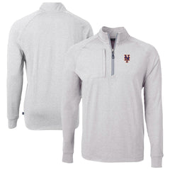 New York Mets Cutter & Buck Big & Tall Adapt Eco Knit Stretch Recycled Quarter-Zip Pullover Top - Heather Gray - MLB Online