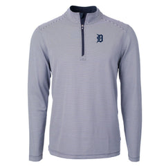 Detroit Tigers Cutter & Buck Virtue Eco Pique Micro Stripe Big & Tall Recycled Quarter-Zip Pullover Top - Navy/White - MLB Discount