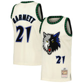 Kevin Garnett Minnesota Timberwolves Chainstitch Swingman Jersey Cream | Mitchell & Ness for sale
