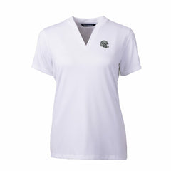 Las Vegas Raiders Cutter & Buck Women's Helmet Logo DryTec Forge Stretch V-Neck Blade Top White