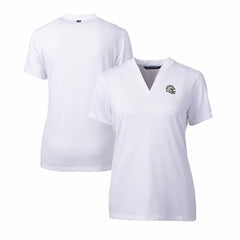 Los Angeles Chargers Cutter & Buck Women's Helmet Logo DryTec Forge Stretch V-Neck Blade Top White
