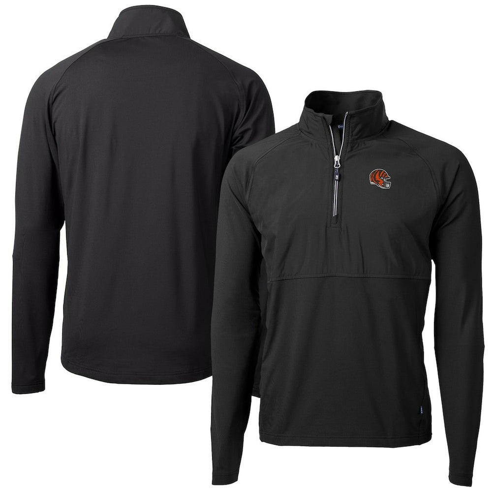 Cincinnati Bengals Cutter & Buck Helmet Adapt Eco Knit Hybrid Recycled Quarter-Zip Pullover Top Black