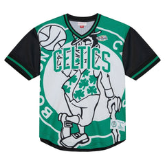Boston Celtics Jumbotron 3.0 Mesh V-Neck T-Shirt Kelly Green | Mitchell & Ness online