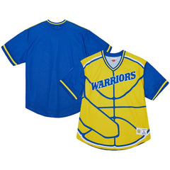 Golden State Warriors Jumbotron 3.0 Mesh V-Neck T-Shirt for sale Gold | Mitchell & Ness Lifestyle