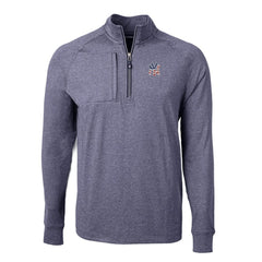 New York Yankees Cutter & Buck Americana Logo Big & Tall Adapt Eco Knit Stretch Recycled Quarter-Zip Pullover Top - Heather Navy - MLB Sale