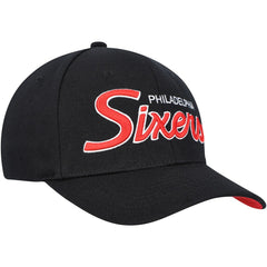 Philadelphia 76ers MVP Team Script 2.0 Stretch-Snapback Hat Black | Mitchell & Ness discount