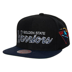 Golden State Warriors Hardwood Classics MVP Team Script 2.0 Snapback Hat for sale Black | Mitchell & Ness discount