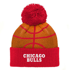 Chicago Bulls Preschool Basketball Head Cuffed Knit Hat with Pom Red