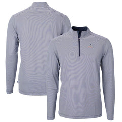 Atlanta Braves Cutter & Buck Americana Logo Virtue Eco Pique Stripe Recycled Quarter-Zip Pullover Top - Navy - MLB Online