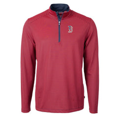 Boston Red Sox Cutter & Buck Americana Logo Virtue Eco Pique Stripe Recycled Quarter-Zip Pullover Top - Red - MLB Online