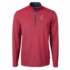 Cleveland Guardians Cutter & Buck Americana Logo Virtue Eco Pique Stripe Recycled Quarter-Zip Pullover Top - Red - MLB Online