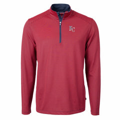 Kansas City Royals Cutter & Buck Americana Logo Virtue Eco Pique Stripe Recycled Quarter-Zip Pullover Top - Red - MLB Sale