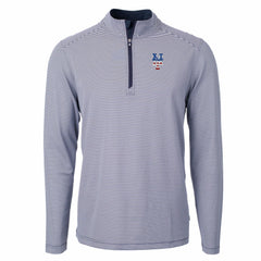 New York Mets Cutter & Buck Americana Logo Virtue Eco Pique Stripe Recycled Quarter-Zip Pullover Top - Navy - MLB Sale