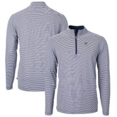 New York Yankees Cutter & Buck Americana Logo Virtue Eco Pique Stripe Recycled Quarter-Zip Pullover Top - Navy - MLB on Sale