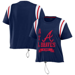 Atlanta Braves WEAR by Erin Andrews Women's Cinched Colorblock T-Shirt - Navy - MLB Online
