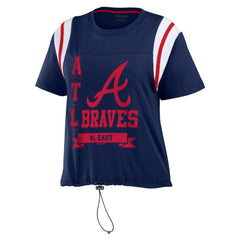 Atlanta Braves WEAR by Erin Andrews Women's Cinched Colorblock T-Shirt - Navy - MLB Online