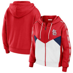 St. Louis Cardinals WEAR by Erin Andrews Women's Color Block Full-Zip Hoodie - Red/White - MLB Discount