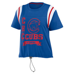 Chicago Cubs WEAR by Erin Andrews Women's Cinched Colorblock T-Shirt - Royal - MLB Sale